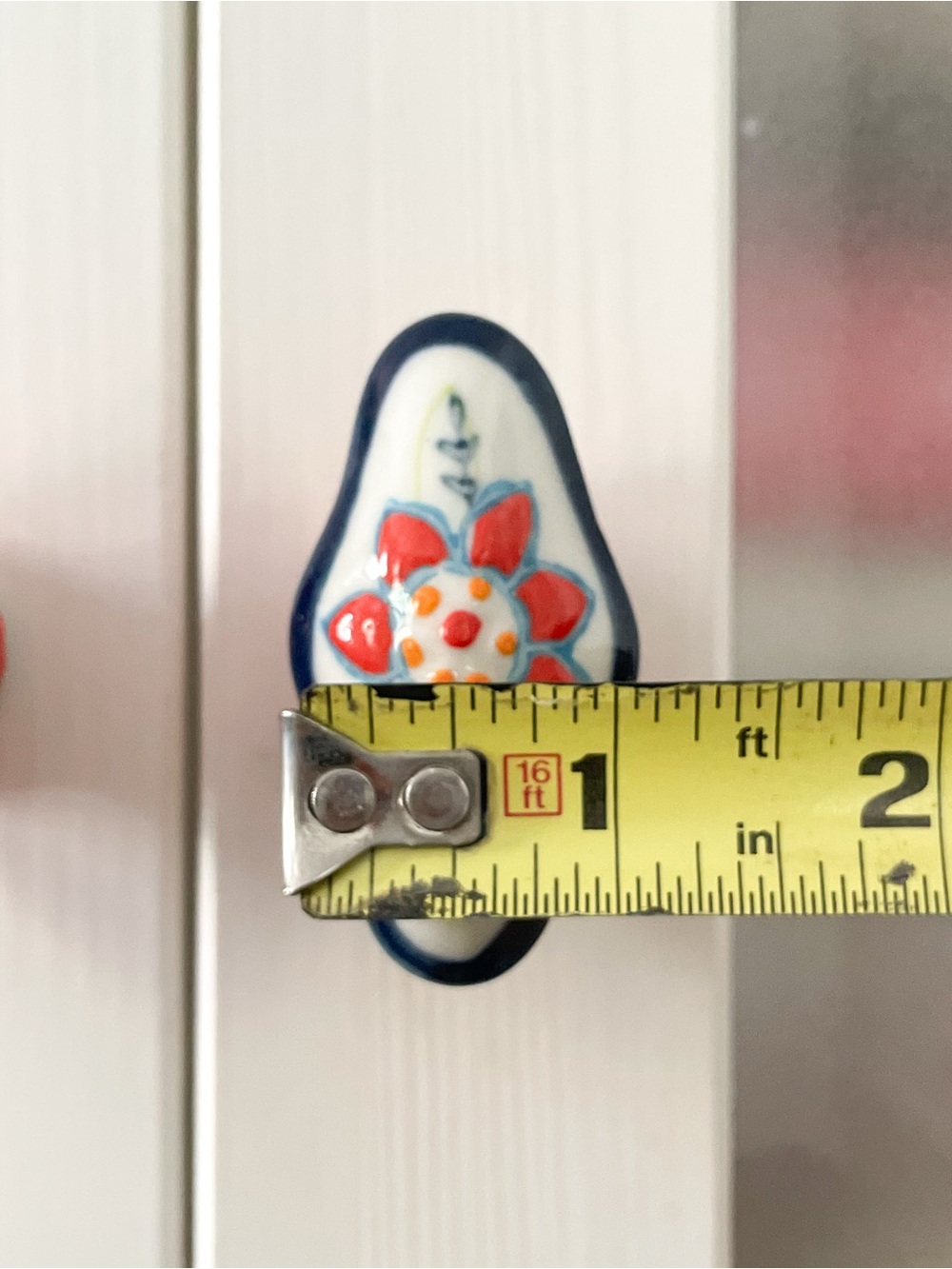Handpainted Floral Ceramic Knobs Drawer Cabinet Pulls - blue, red, orange, white - Picture 11 of 13
